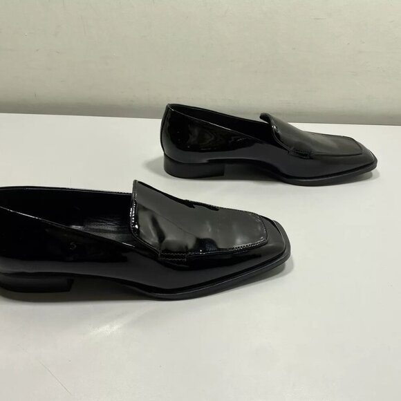 NEW MASSIMO DUTTI Mens Square Toe Loafers Size 7 Black Patent Leather main image 9
